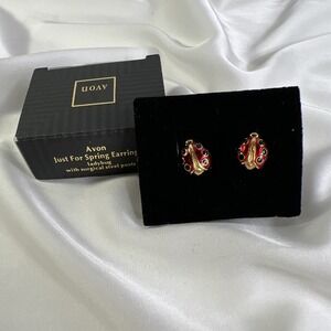 Vinatge Avon 1994 Just For Spring Lady Bug Pierced Earrings Surgical Steel‎ Post